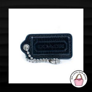 2" Med COACH BLACK PYTHON EXOTIC LEATHER NICKEL FOB BAG CHARM KEYCHAIN HANG TAG